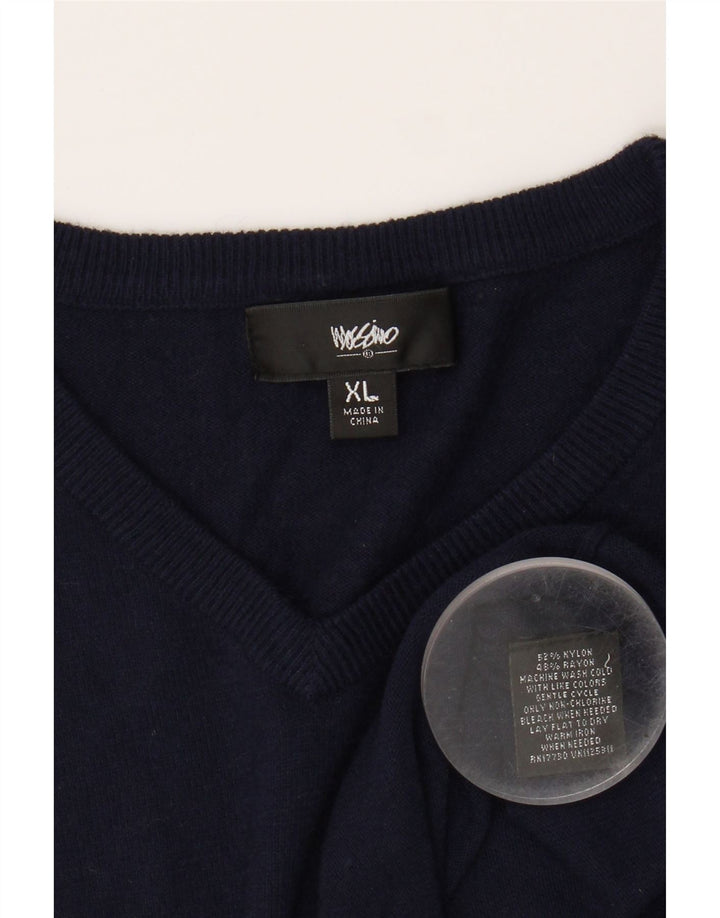 MOSSIMO Womens V-Neck Jumper Sweater UK 18 XL Navy Blue Nylon Vintage Mossimo and Second-Hand Mossimo from Messina Hembry 
