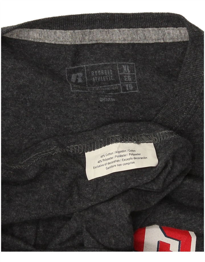 Russell Athletic Maglietta grafica da uomo a maniche lunghe XL in cotone grigio