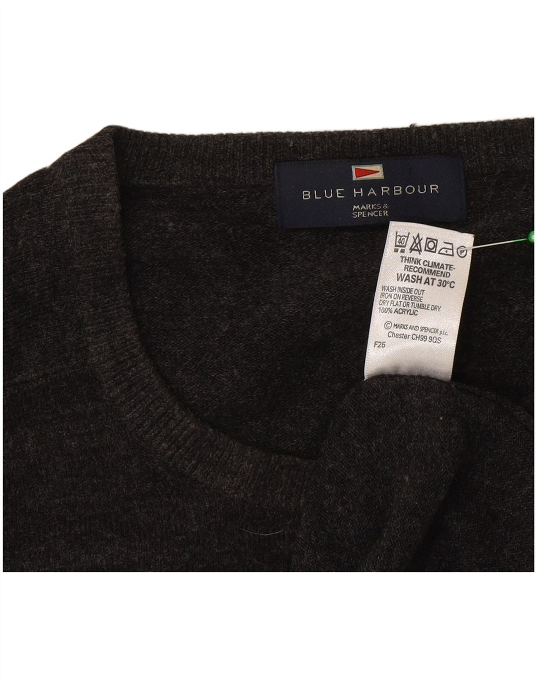 Maglione maglione girocollo da uomo Marks & Spencer grigio medio in acrilico