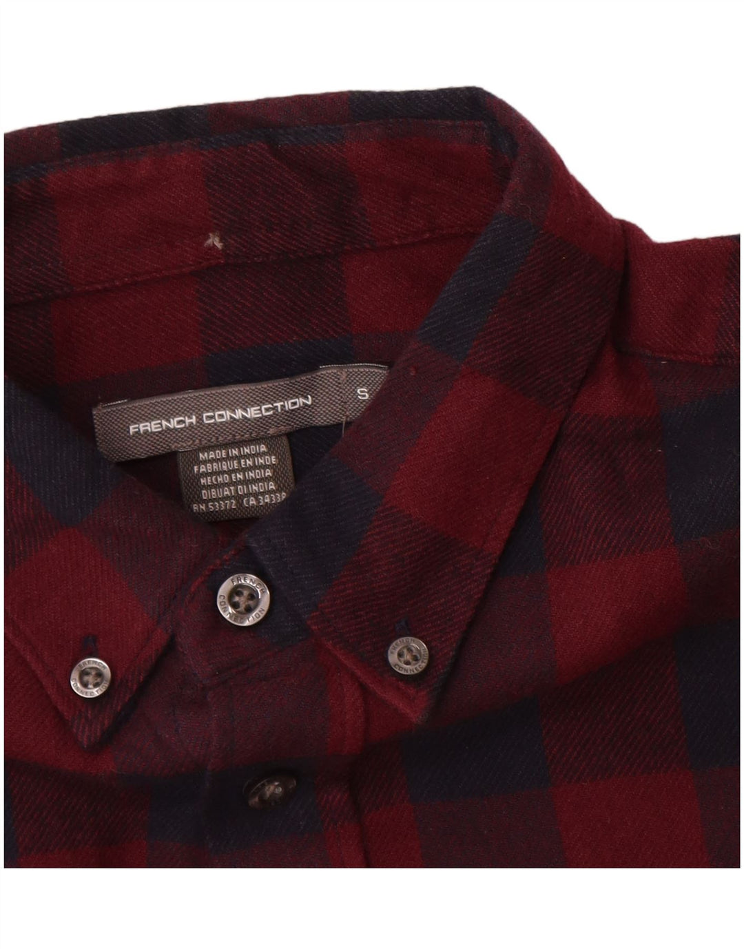Camicia da uomo in flanella French Connection piccola in cotone a quadri bordeaux