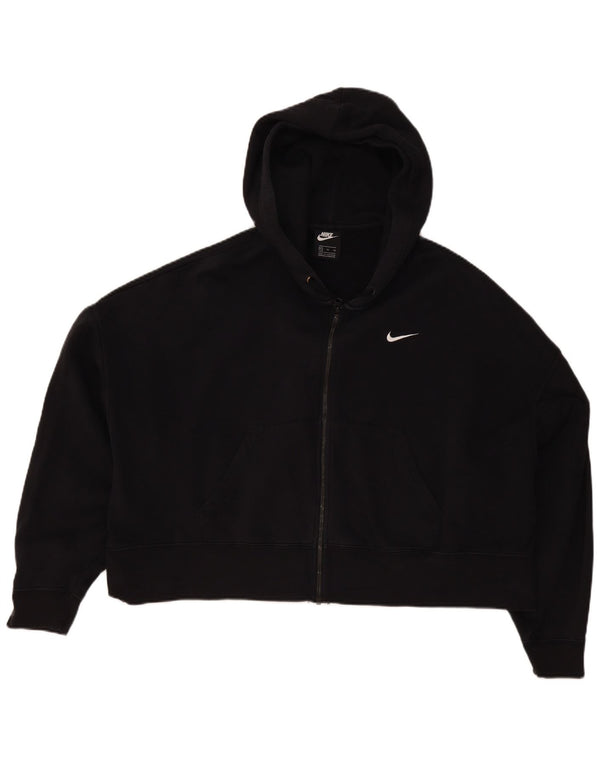 Felpa con cappuccio e zip corta oversize da donna Nike UK 18 XL cotone nero sportivo