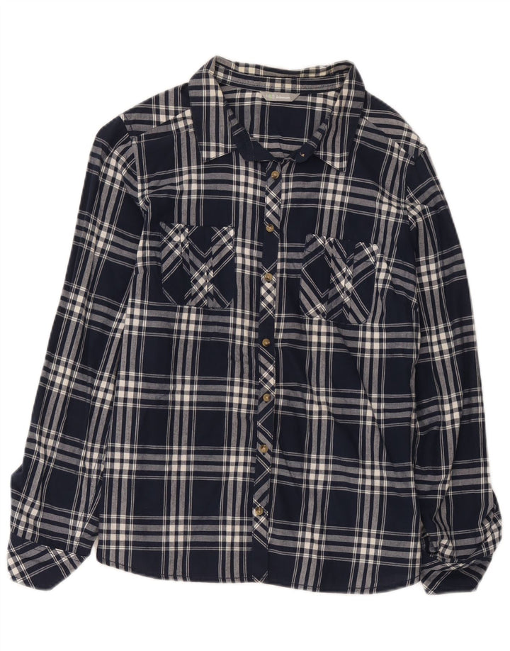 Camicia da donna Marks & Spencer UK 16 Grande cotone a quadri blu navy