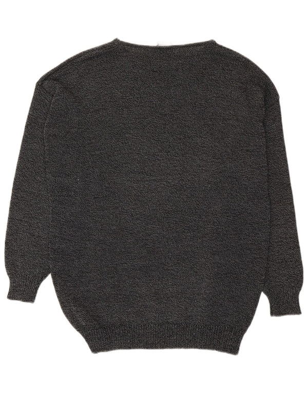 Maglione da donna vintage con scollo a barca con grafica UK 14 Grigio medio chiazzato