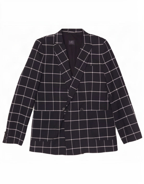 Giacca blazer da donna Marks & Spencer UK 12 medio blu navy a quadri