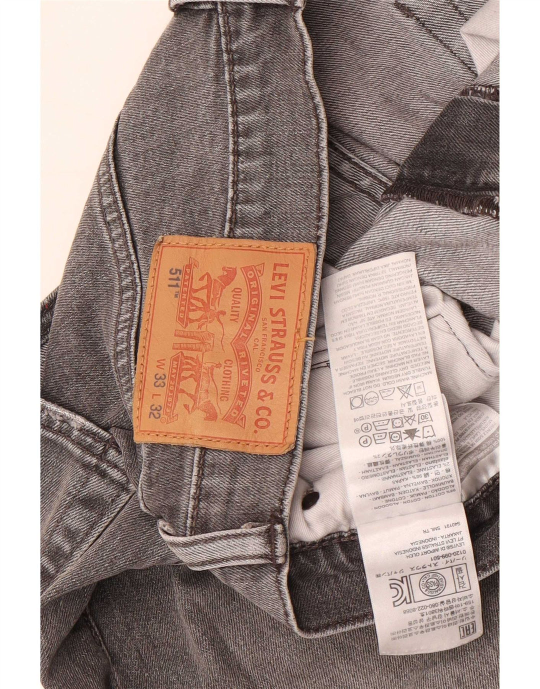Jeans Levi's Uomo 511 Slim W33 L32 Cotone Grigio