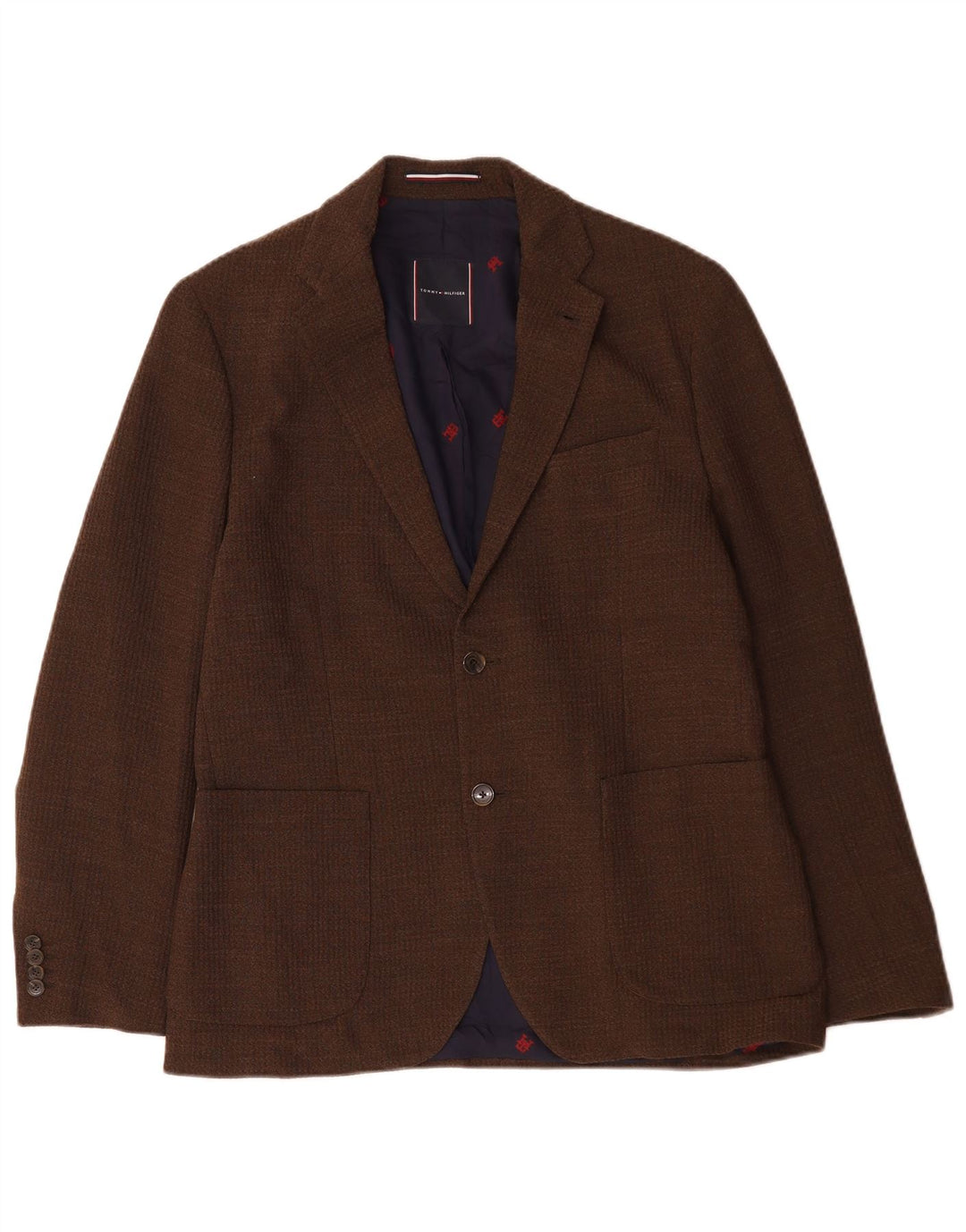 Giacca blazer da uomo a 2 bottoni Tommy Hilfiger IT 50 grande poliestere marrone
