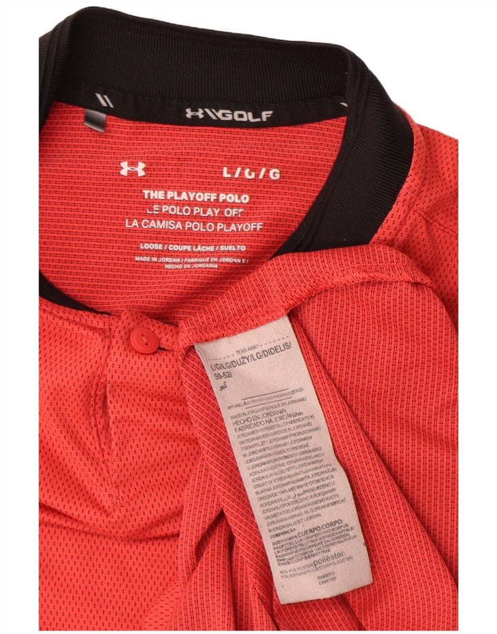 Polo da uomo Under Armour grande rossa in poliestere color block