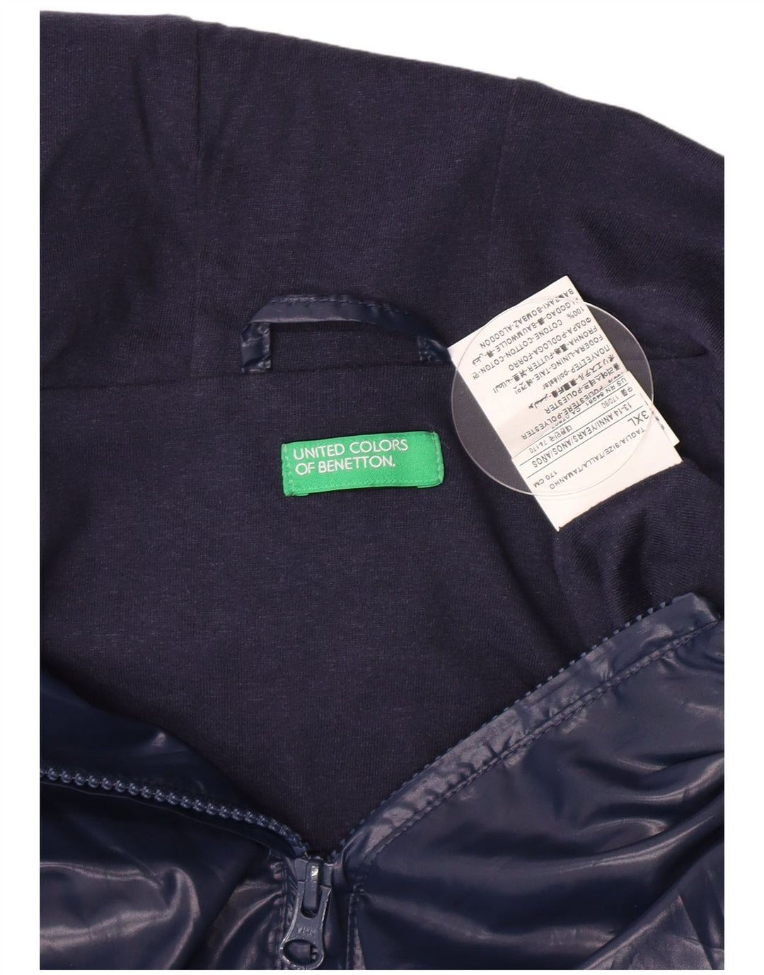 Giacca antipioggia con cappuccio per ragazze Benetton 13-14 anni 3XL poliestere blu navy