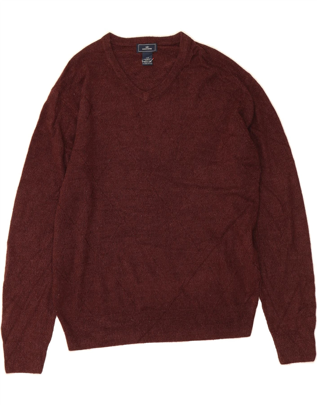 DOCKERS Mens V-Neck Jumper Sweater Large Brown Acrylic Vintage Dockers and Second-Hand Dockers from Messina Hembry 