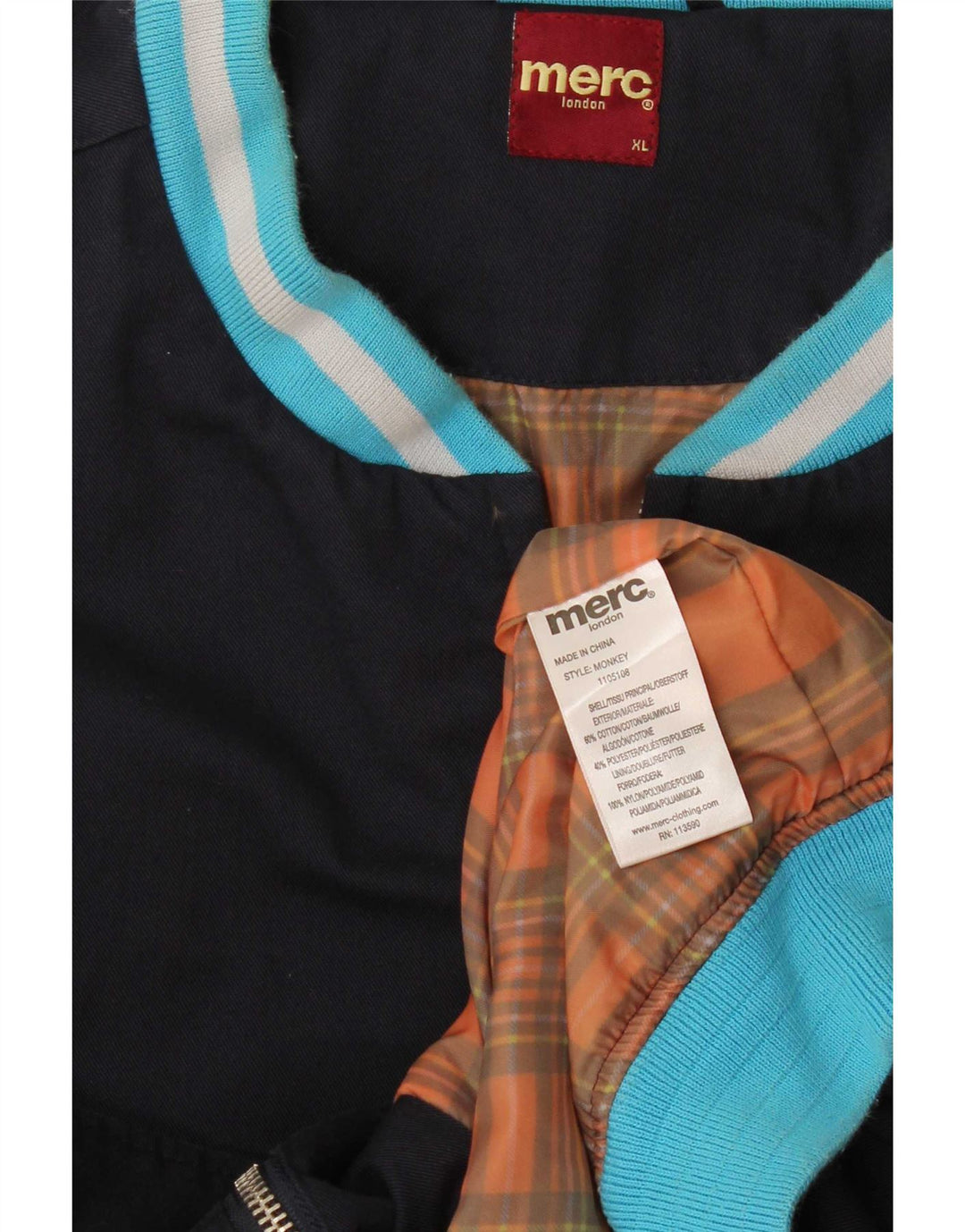 Giubbotto bomber da uomo Merc UK 42 XL Cotone color block blu navy