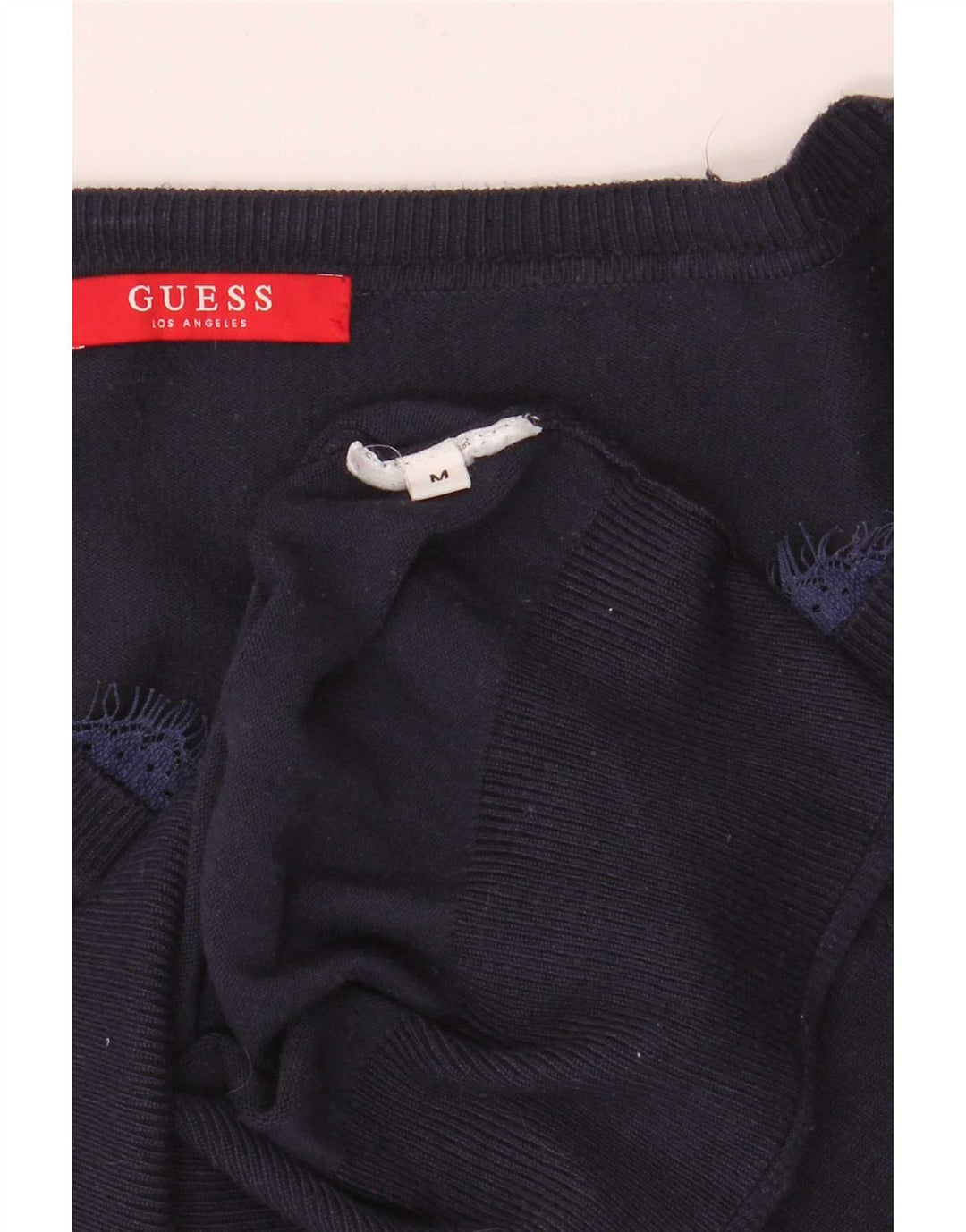 Maglione maglione da donna con scollo a V Guess UK 12 medio blu navy