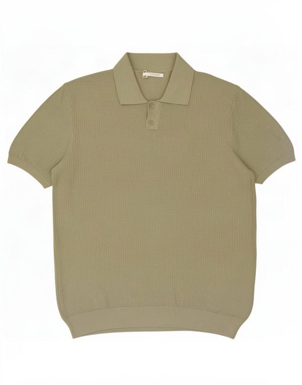 Maglione Zara da uomo a maniche corte con collo a polo XL in cotone verde
