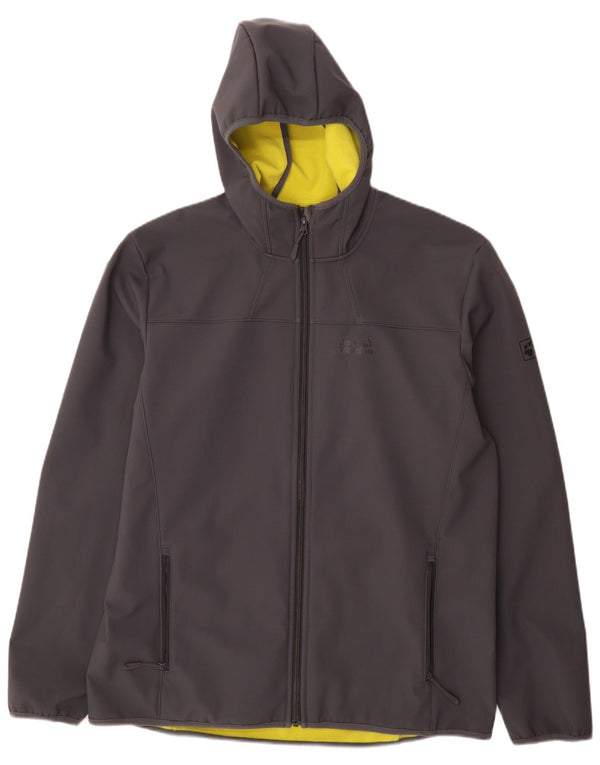 Giacca a vento con cappuccio da uomo Jack Wolfskin UK 48 2XL Poliestere grigio