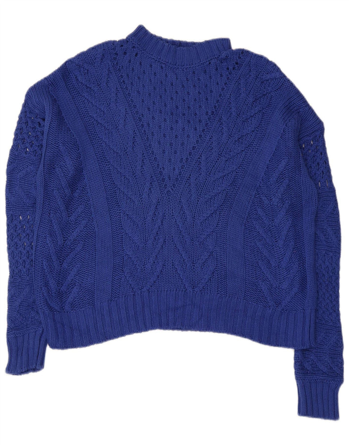 GUESS Maglione maglione oversize da donna con collo alto UK 10 Small Blu navy
