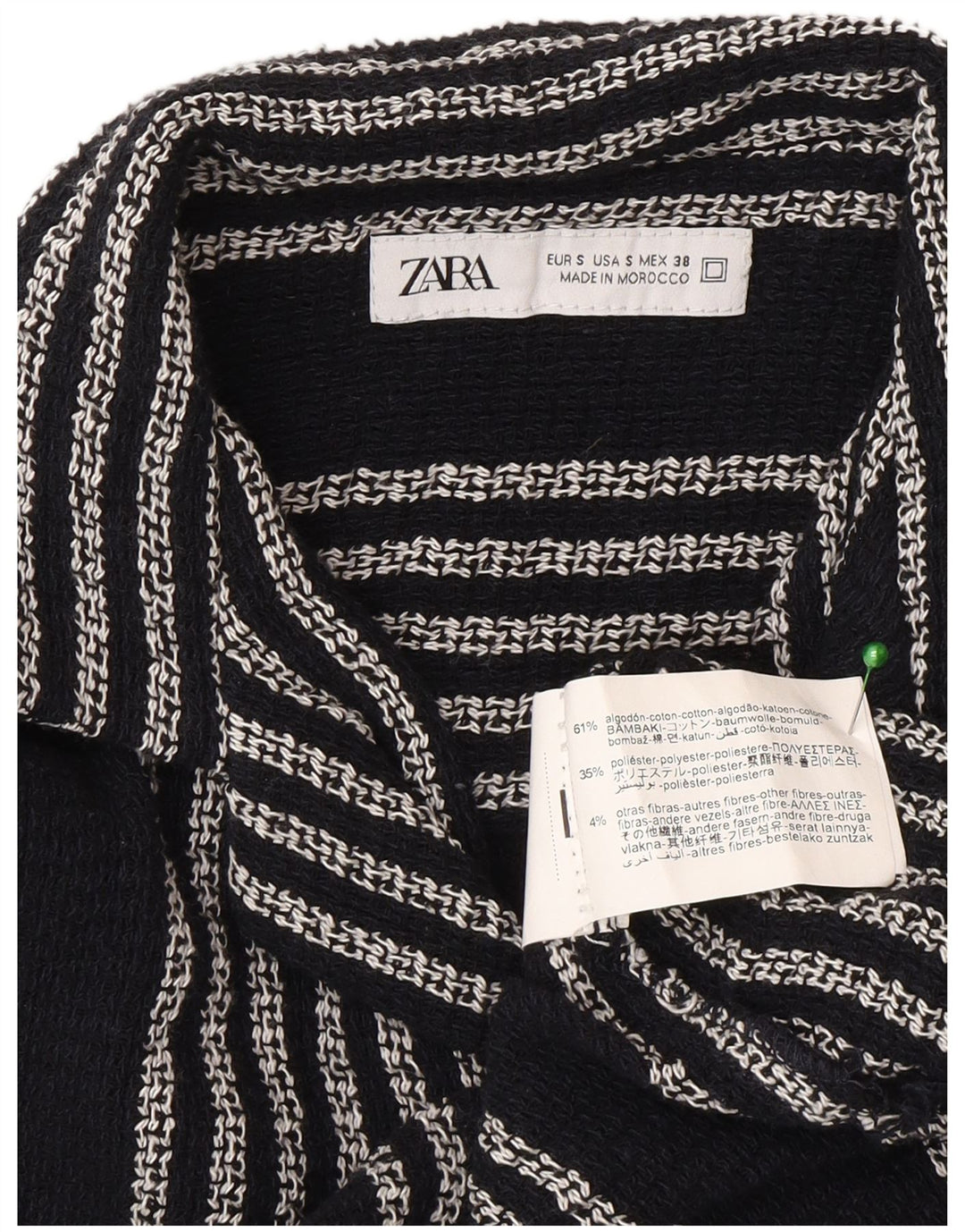 Camicia a maniche corte da uomo Zara piccola in cotone a righe blu navy