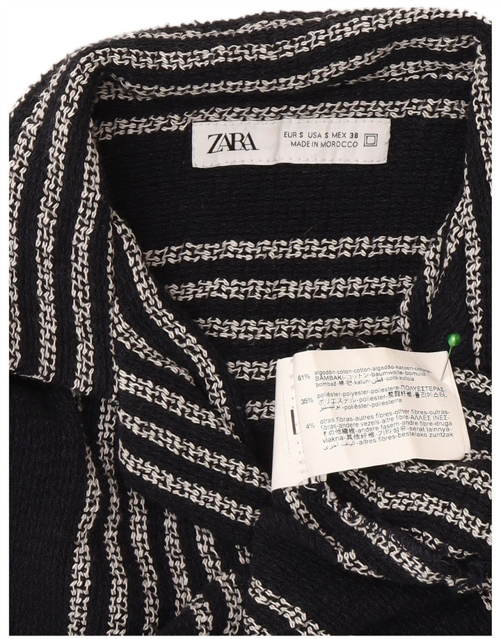 Camicia a maniche corte da uomo Zara piccola in cotone a righe blu navy