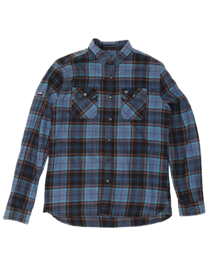 Camicia da uomo in flanella Superdry XL in cotone a quadri blu navy