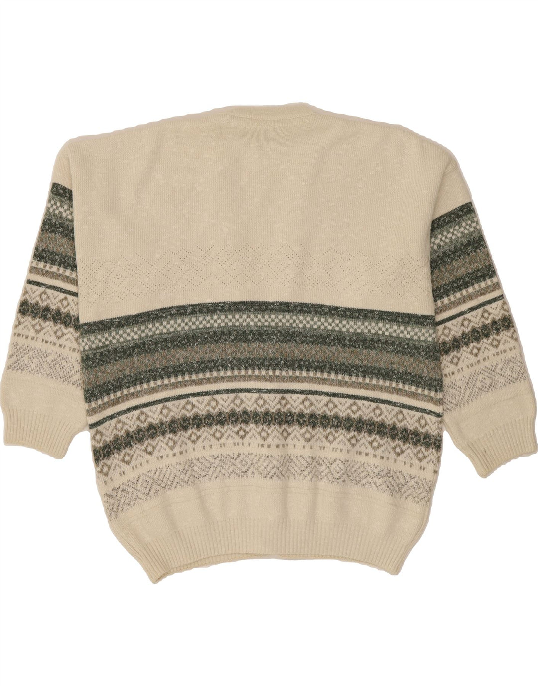 CANDA Mens Cardigan Sweater XL White Fair Isle Acrylic Vintage Canda and Second-Hand Canda from Messina Hembry 