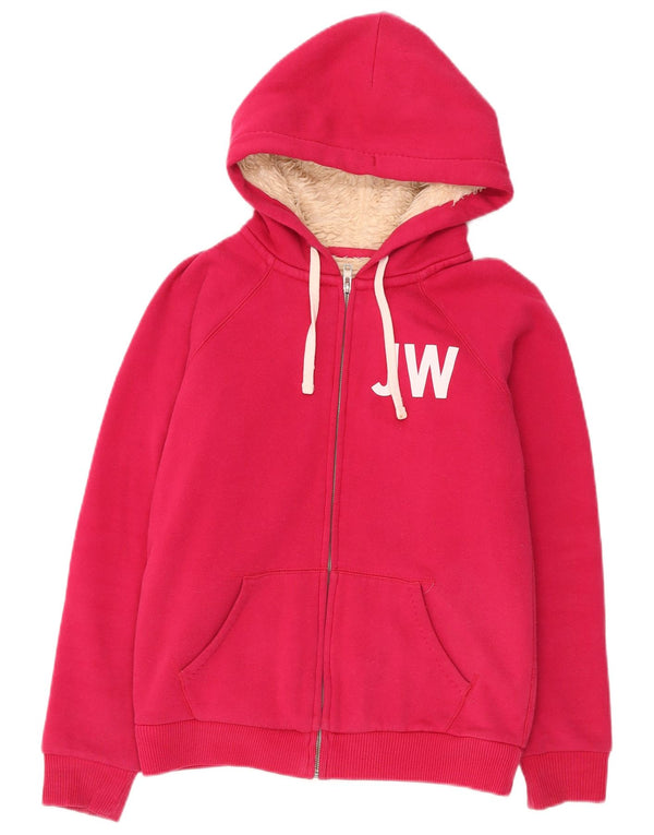 Maglione con cappuccio e zip oversize con grafica da donna Jack Wills UK 10 piccolo rosa