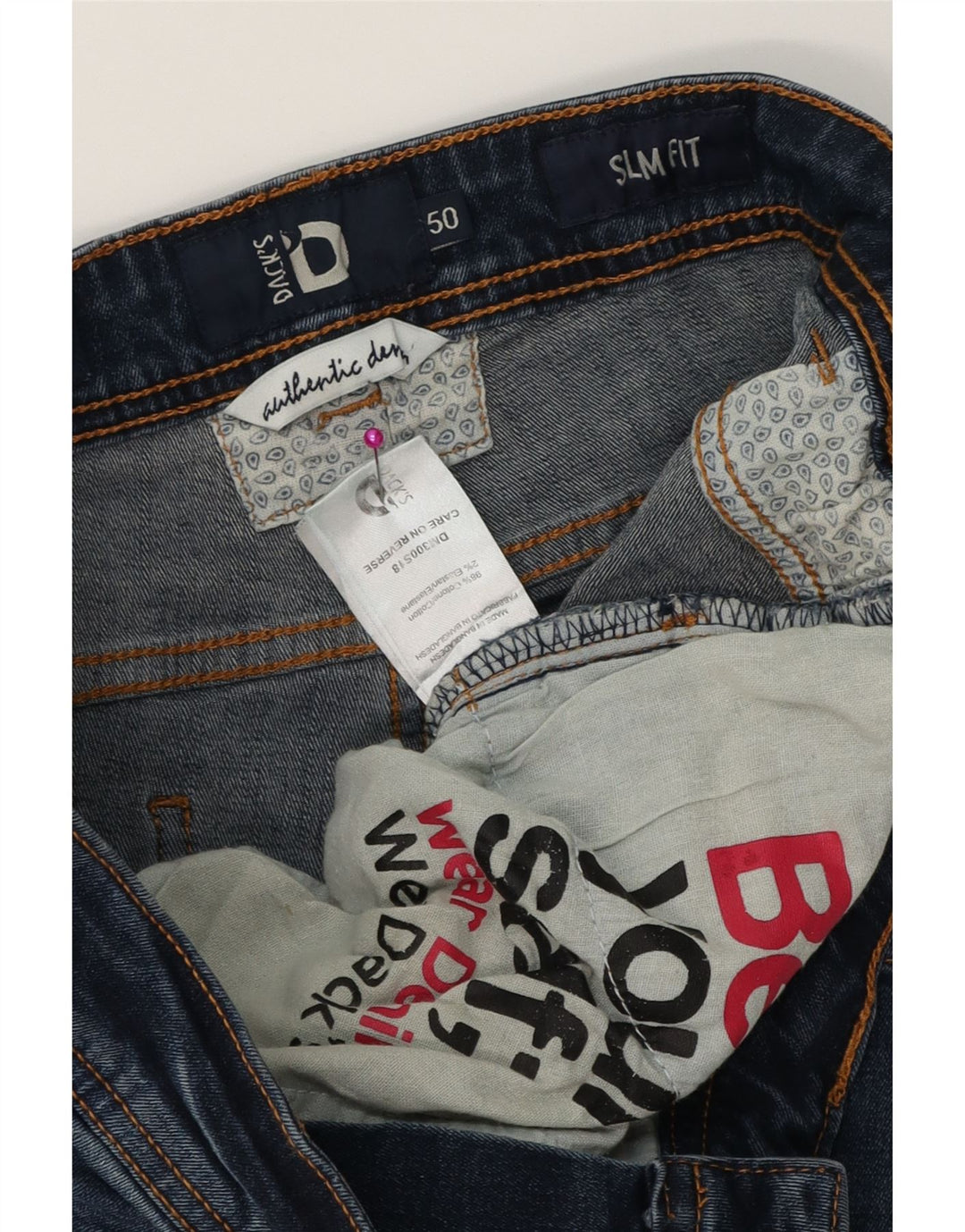 Jeans slim da uomo DACK'S IT 50 Large W34 L32 Blu Cotone