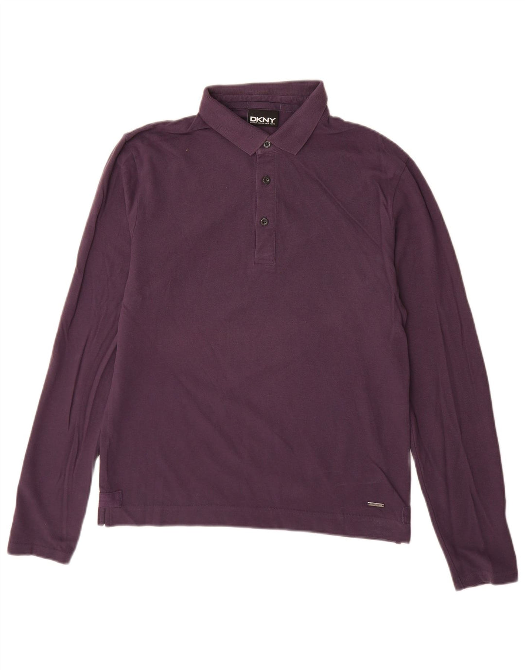 Polo da uomo a maniche lunghe DKNY in cotone viola medio