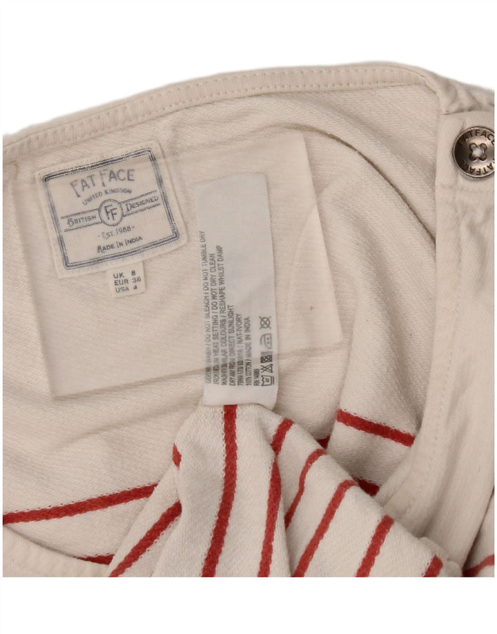 FAT FACE Top da donna a maniche lunghe UK 8 piccolo cotone a righe bianco sporco
