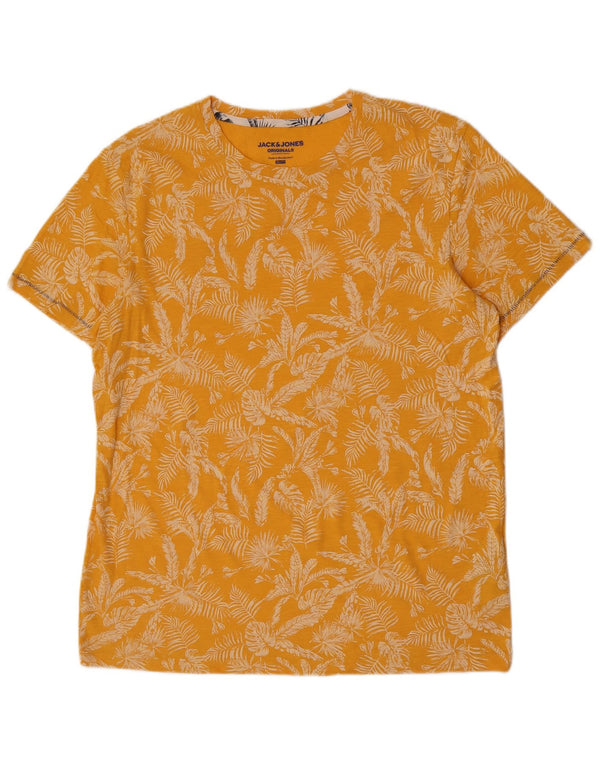 T-shirt da uomo slim fit Jack & Jones Top XL in cotone floreale giallo
