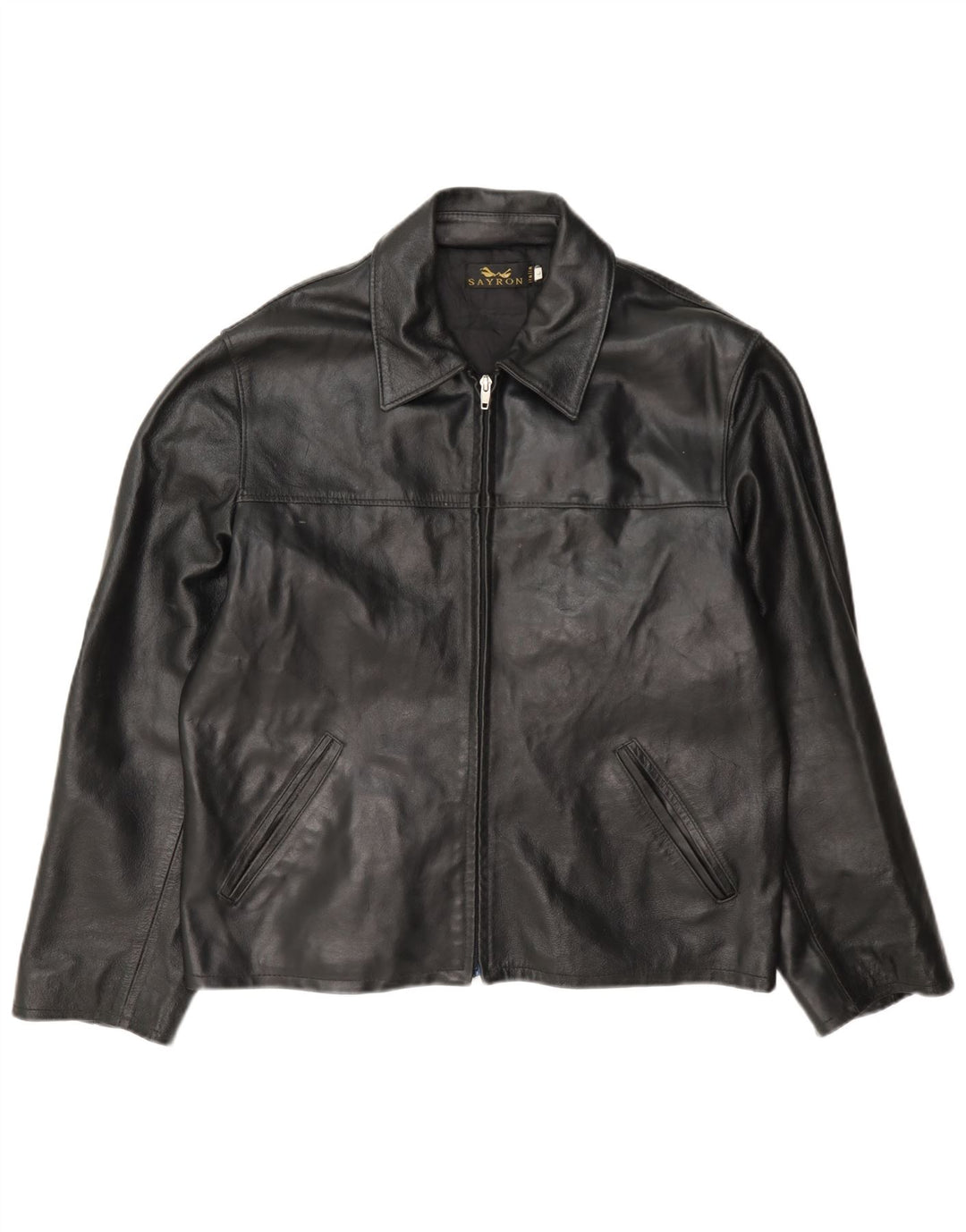 Giacca in pelle vintage da uomo UK 40 grande nera