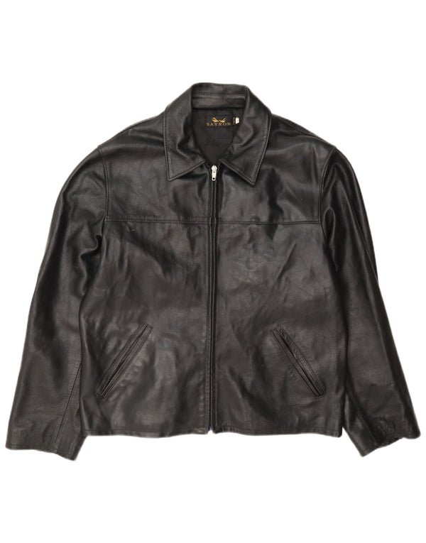 Giacca in pelle vintage da uomo UK 40 grande nera