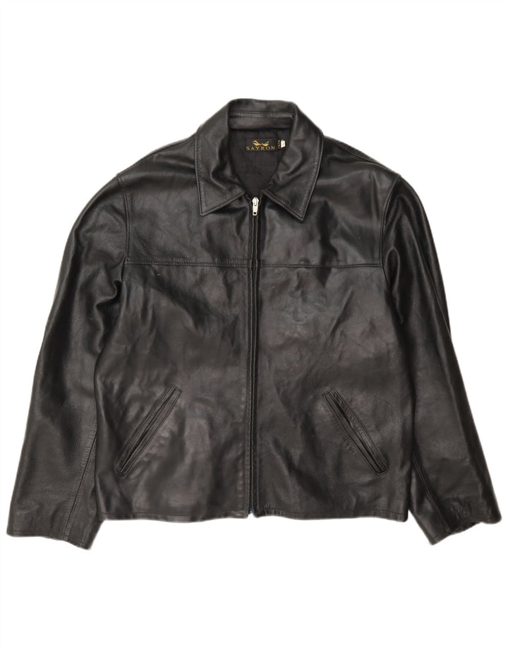 Giacca in pelle vintage da uomo UK 40 grande nera
