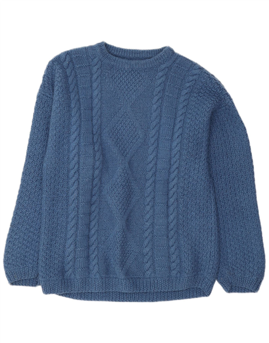 Maglione vintage da uomo con scollo a barca blu medio