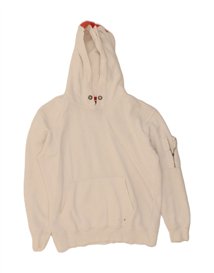 ALPHA INDUSTRIES Mens Graphic Hoodie Jumper Medium White Colourblock Vintage Alpha Industries and Second-Hand Alpha Industries from Messina Hembry 