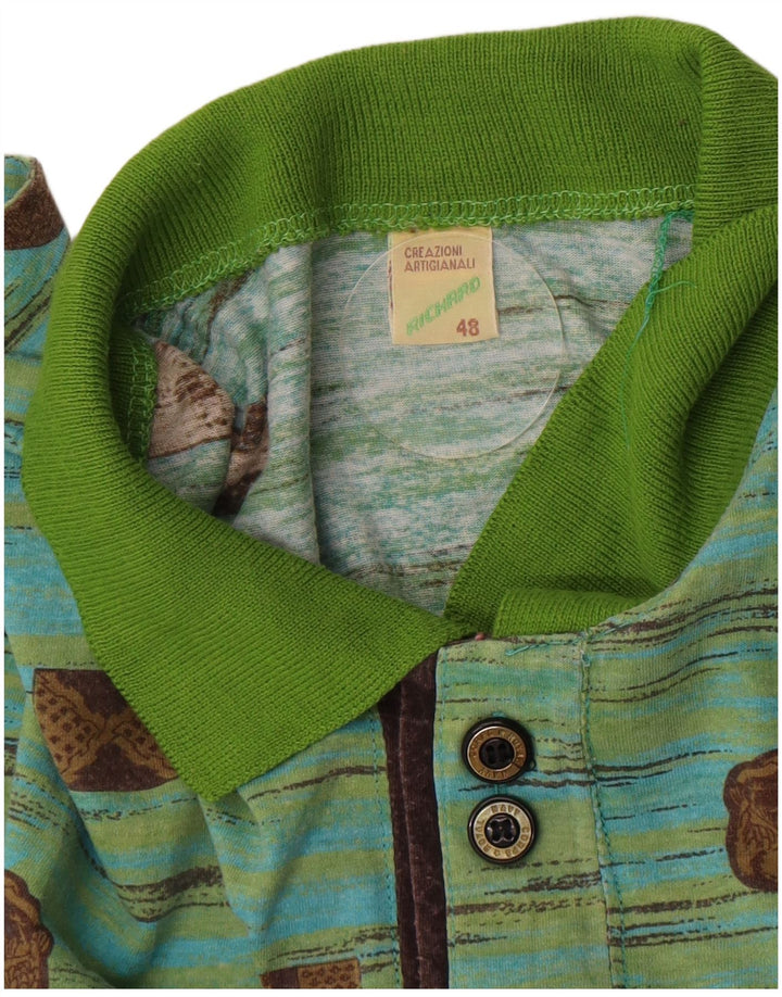 Polo vintage da uomo IT 48 in cotone geometrico verde medio