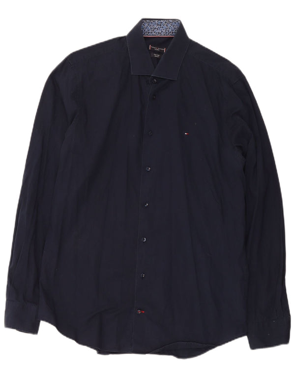 Camicia slim fit da uomo Tommy Hilfiger Easy Care taglia 41 16 medio blu navy