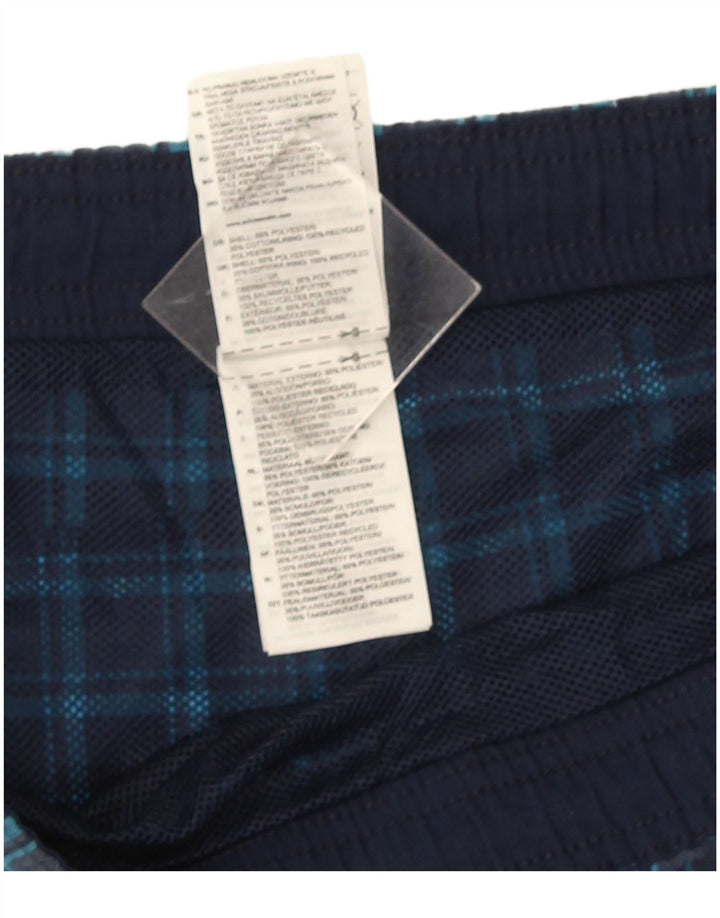 Pantaloncini da bagno da uomo Adidas piccoli in poliestere a quadri blu navy