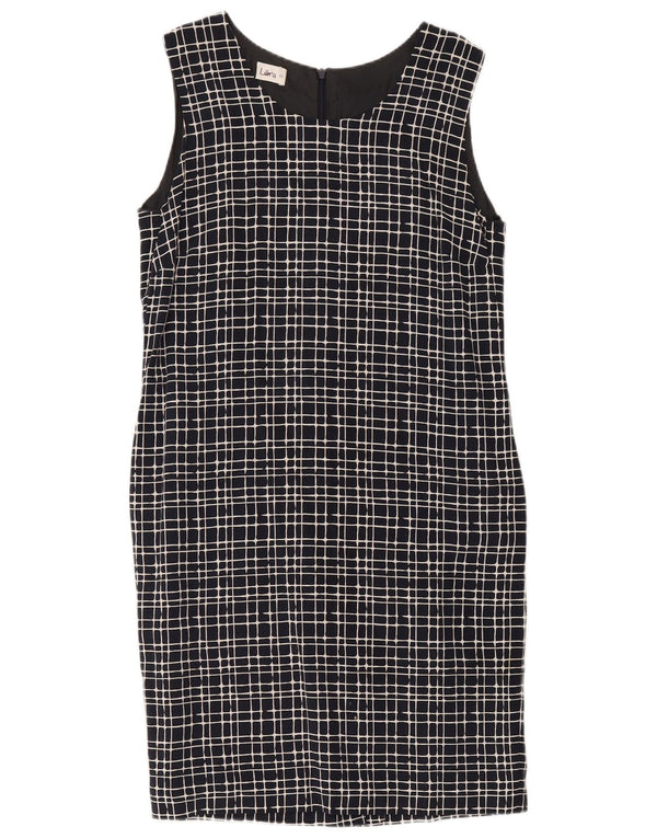 Abito tubino senza maniche da donna Libra UK 14 cotone medio a quadri blu navy