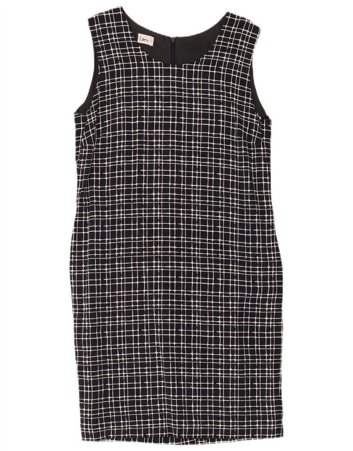 Abito tubino senza maniche da donna Libra UK 14 cotone medio a quadri blu navy