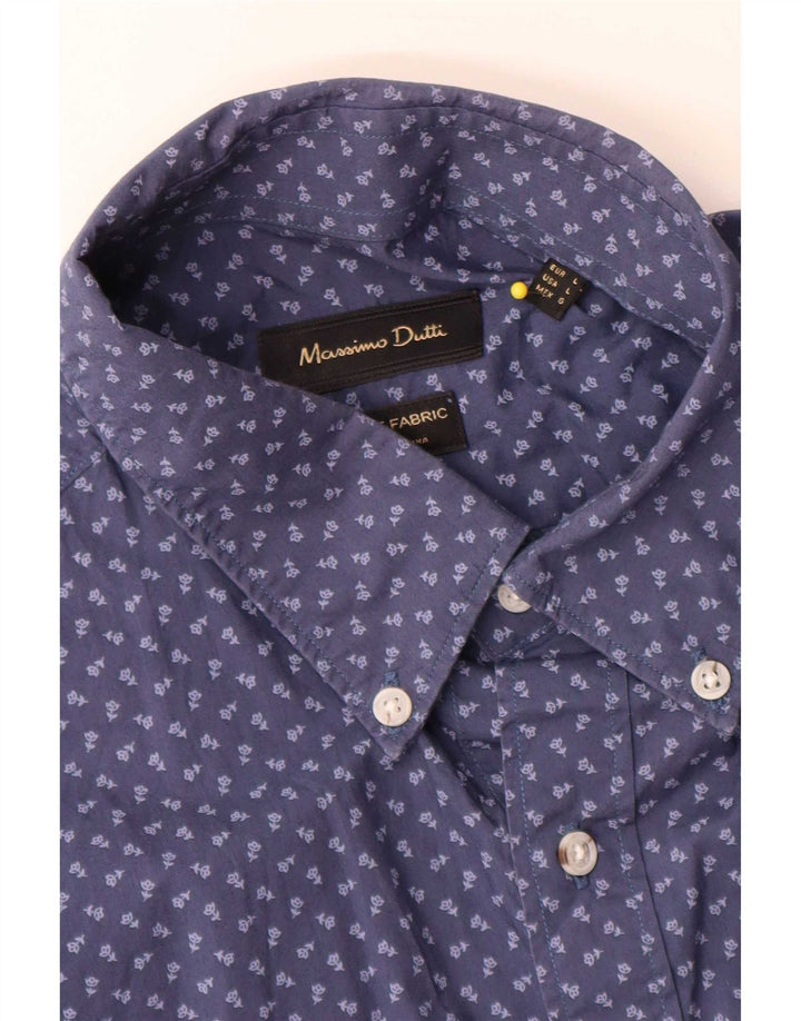 Camicia Zara da uomo grande blu navy floreale