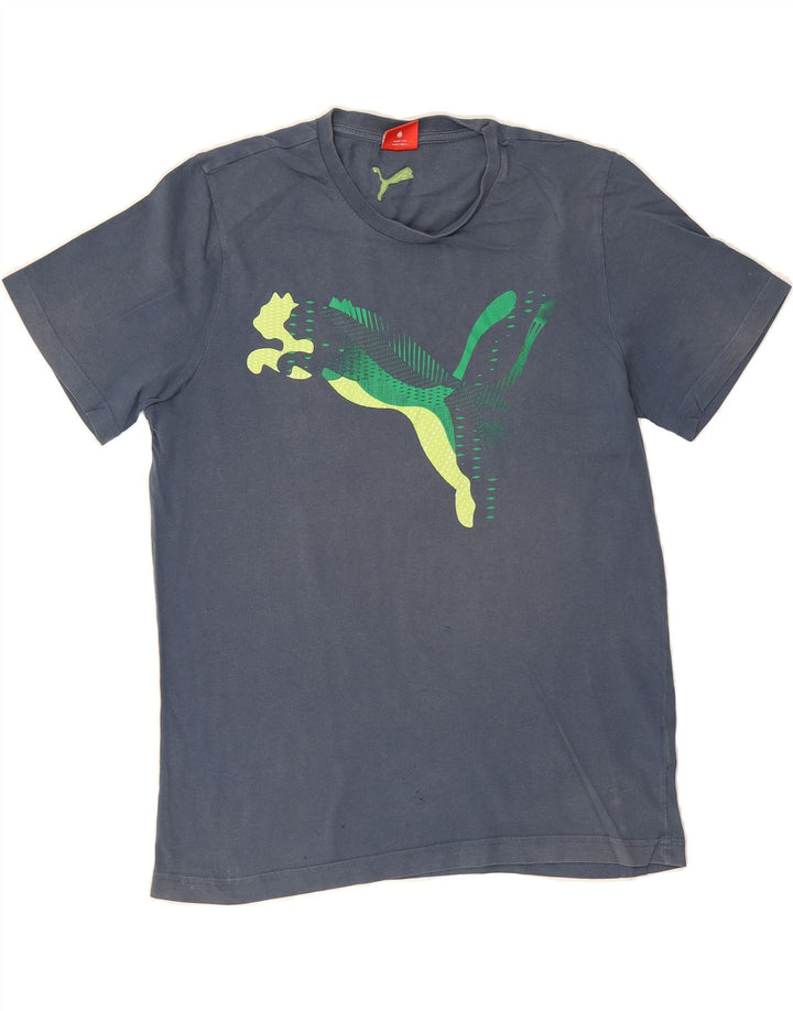 PUMA Mens Graphic T-Shirt Top Small Navy Blue Cotton Vintage Puma and Second-Hand Puma from Messina Hembry 