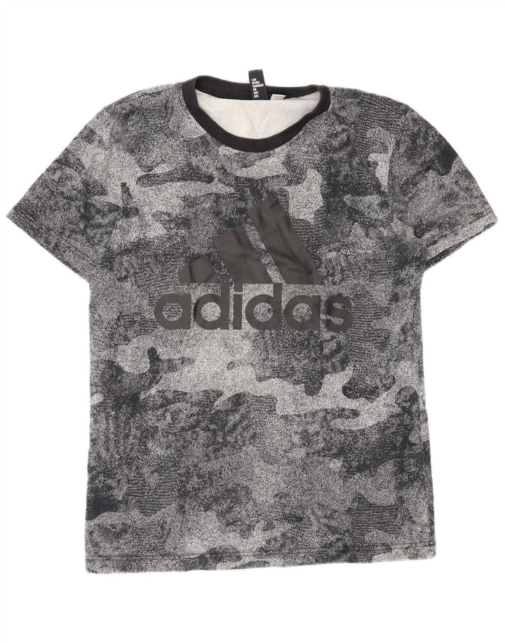 T-shirt grafica da uomo Adidas Top grigio medio mimetico