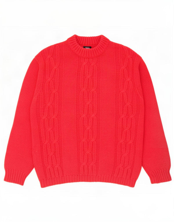 Maglione maglione vintage da donna con collo dolcevita UK 14 rosso medio