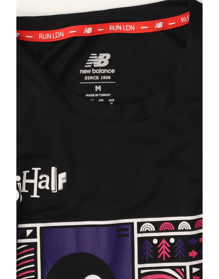 T-shirt grafica da uomo New Balance Top in poliestere nero medio