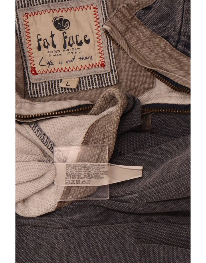 Felpa da uomo con collo con zip Fat Face, maglione grande, cotone grigio