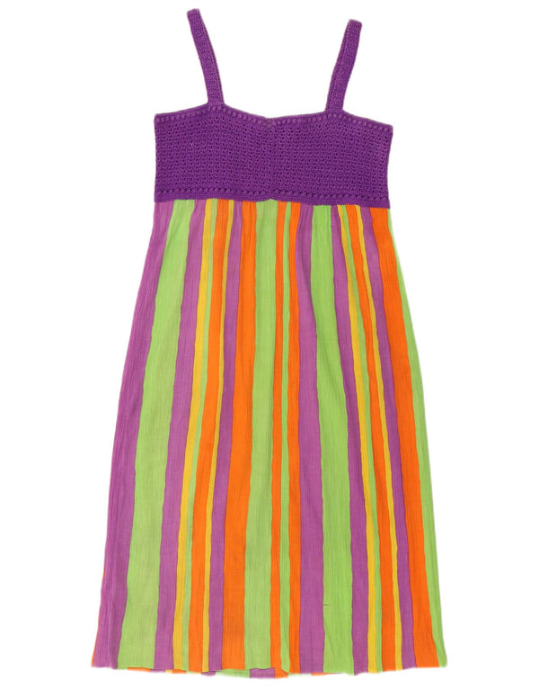 Prendisole vintage da donna UK 8 piccolo a righe multicolori