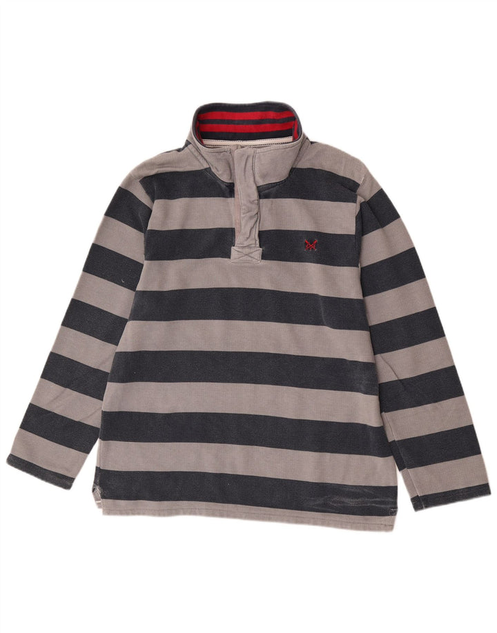 Crew Clothing Felpa con collo con zip da uomo Maglione grigio medio a righe