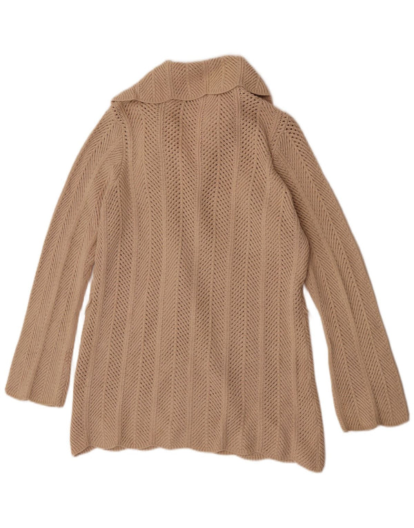 Maglione cardigan aperto lungo da donna Marks & Spencer UK 14 grande Beige