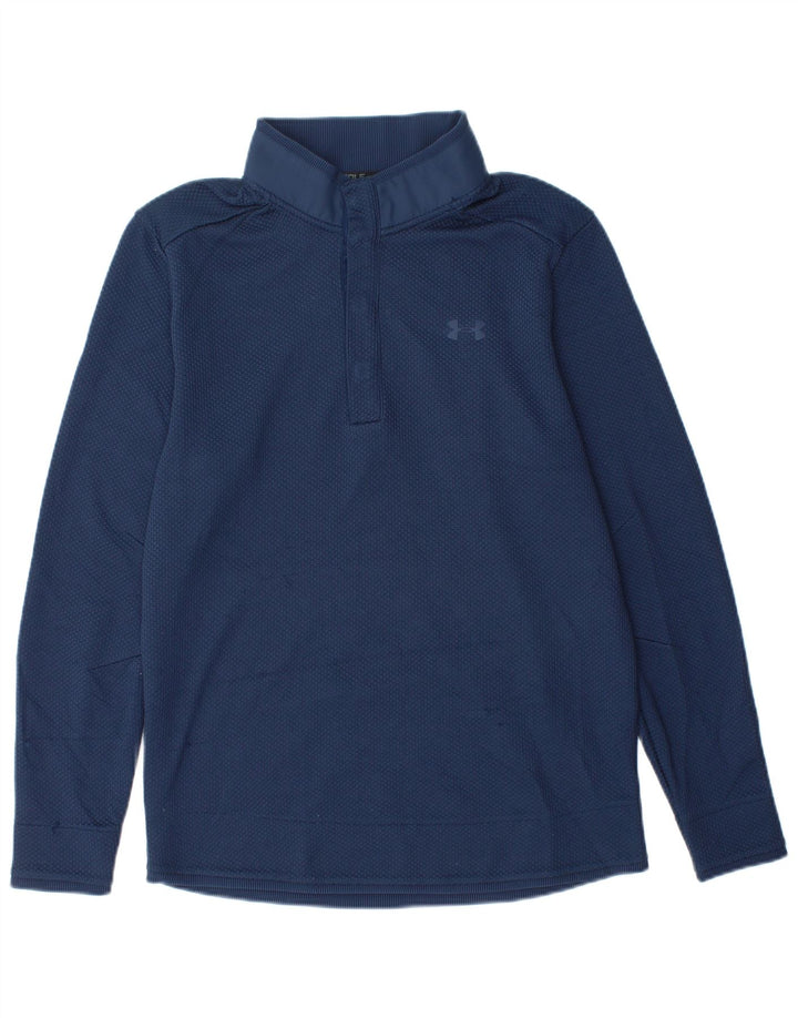UNDER ARMOUR Felpa da uomo con collo abbottonato Cold Gear, maglione medio blu navy