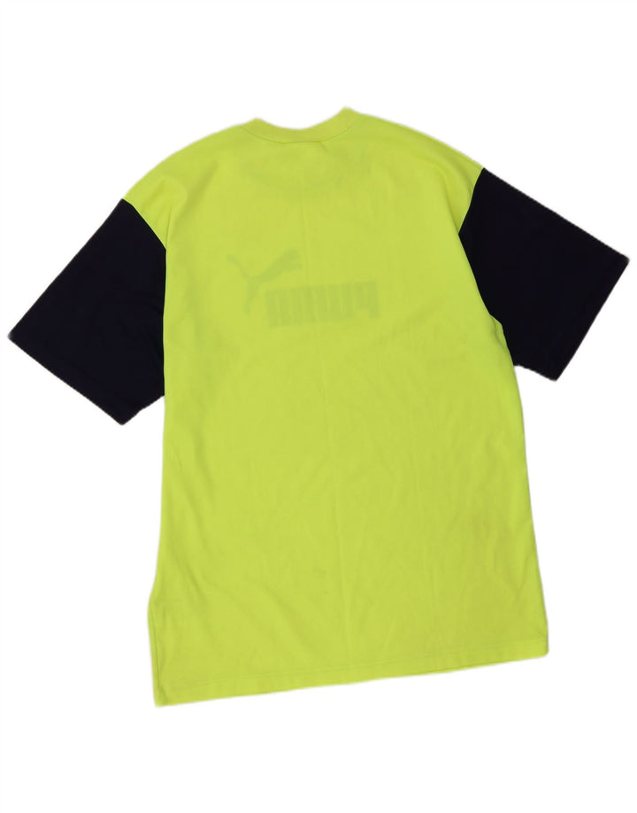 Puma T-shirt grafica da uomo Top Large in poliestere color block giallo