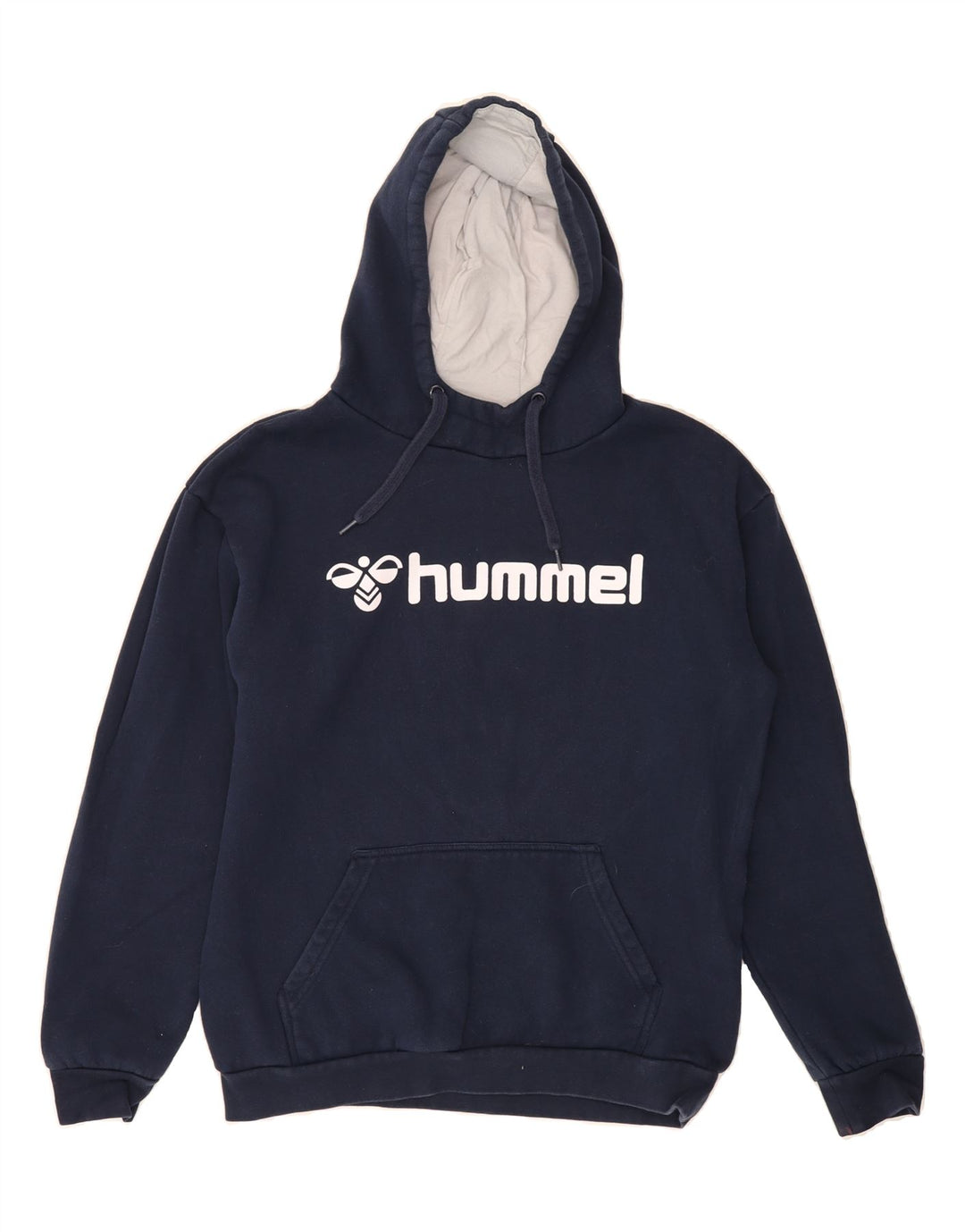 HUMMEL Mens Graphic Hoodie Jumper Medium Navy Blue Cotton Vintage Hummel and Second-Hand Hummel from Messina Hembry 