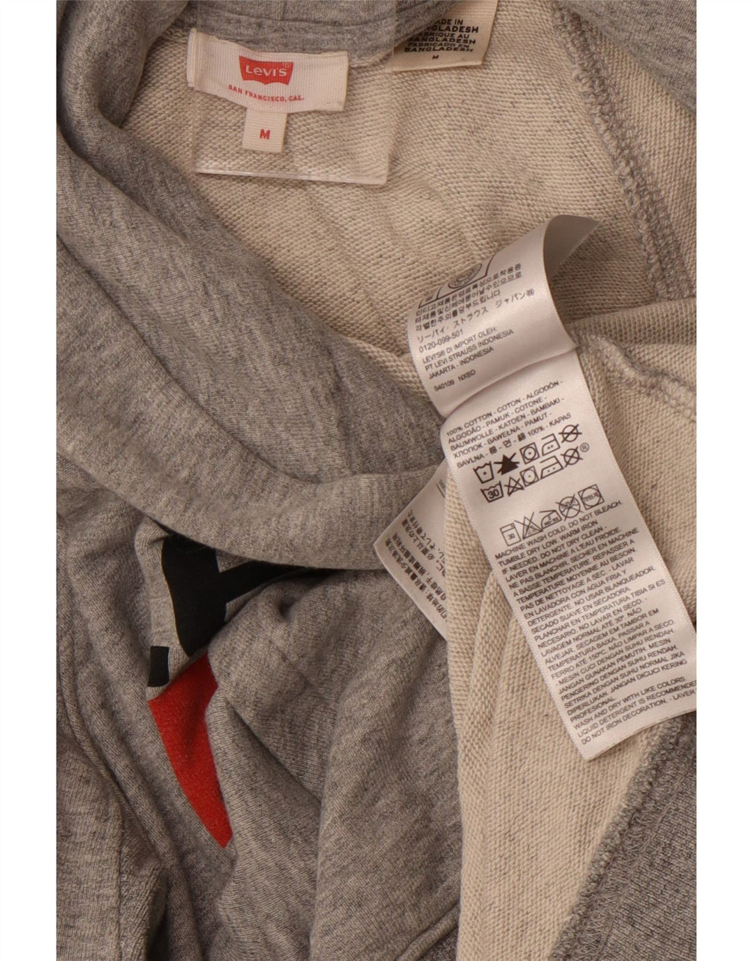 Maglione con cappuccio grafico da donna LEVI'S UK 14 Cotone screziato grigio medio
